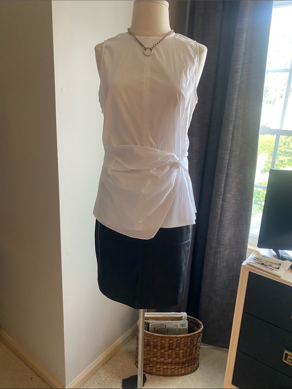 Jason Wu White Sleeveless Knot-Detail Blouse